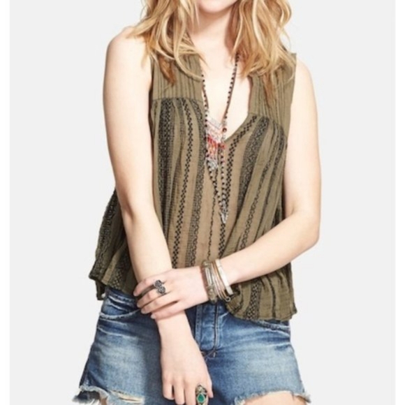 Free People Strike It Open Back Tank Green - Picture 2 of 11